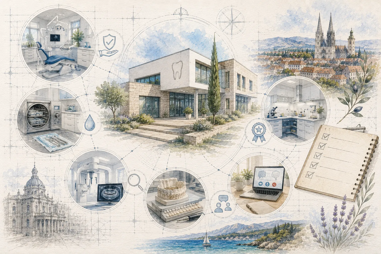 Illustration zur Auswahl von Partnerkliniken mit Blueprint-Elementen