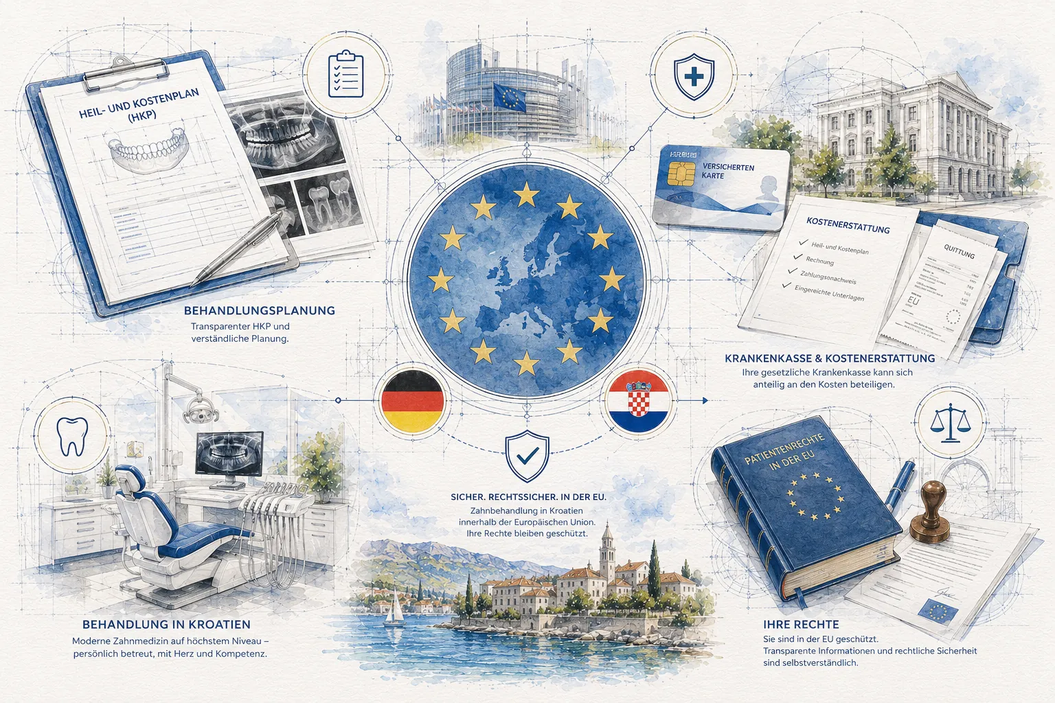 Illustration zur Zahnbehandlung innerhalb der Europäischen Union